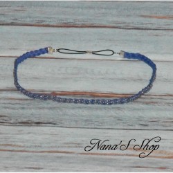 Headband tressé en suédine strass doré, coloris bleu royal.