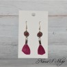 Boucles d'oreilles filigrane et plume, modèle Mini, coloris pourpre.