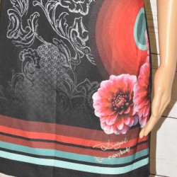 Robe Desigual, La La Rep, coloris noir impression multicolore, dos, détail.