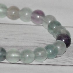 Bracelet en fluorite, Arc en ciel, perles rondes, détail.