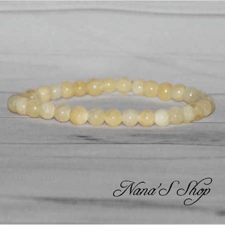 Bracelet en Jade Jaune Naturel, coloris citron miel.