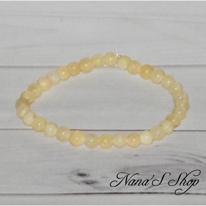 Bracelet en Jade Jaune Naturel, coloris citron miel.