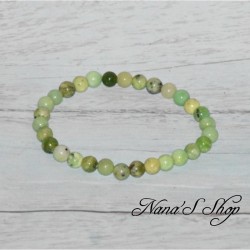 Bracelet élastique en pierre, Chrysoprase, perles ronde nuances de vert .