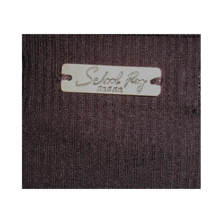 T-shirt manches longues,  côtelé, School Rag, coloris marron, détail.