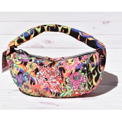 Sac à main modèle Roses Escoté, de Maria Escoté pour Desigual, imprimé fantaisie multicolore sur fond flamme,