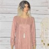 Robe en suédine à franges, vieux rose