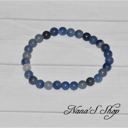 Bracelet élastique en perles naturelle d' aventurine bleu de 6mm de diamètre.