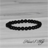 Bracelet élastique en perles naturelle, Obsidienne de couleur noire avec des reflets dorés.