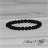 Bracelet élastique en perles naturelle 6mm, Obsidienne de couleur noire avec des reflets dorés.