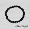 Bracelet élastique en perles naturelle 6mm, Obsidienne de couleur noire avec des reflets dorés.