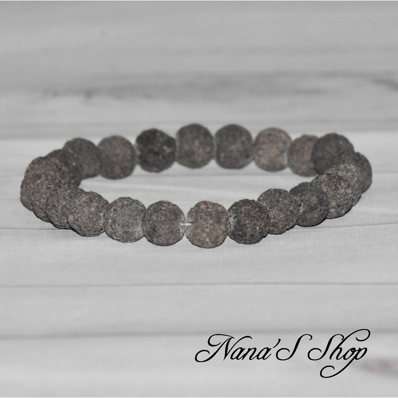 Bracelet élastique en perles ronde de lave teintée de 8mm, coloris marron. Bracelet élastique en perles ronde de lave teintée de 8mm, coloris marron.