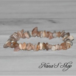 Bracelet perles chips, en Pierre de soleil, naturelle ou Héliolite, tons rose corail.