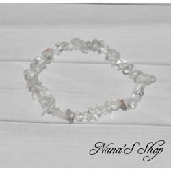 Bracelet élastique fin en perles Quartz transparent, de forme irrégulière (chips).