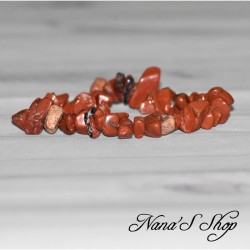 Bracelet élastique fin en perles Jaspe Rouge, de forme irrégulière (chips).