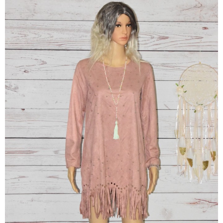 Sautoir Bohème, perles et pompon, style Mala