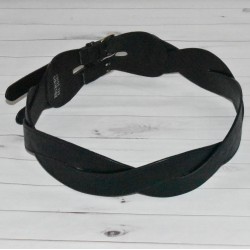 Ceinturon fantaisie, double boucles, de coloris noir