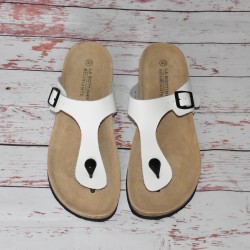 Sandales en cuir, La bottine souriante, coloris blanc.