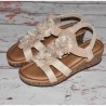Sandales compensé, La bottine souriante, coloris beige.