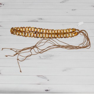 Ceinture à nouer, perles tissées en résine, coloris marron.