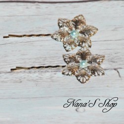 Barrettes fine en métal, fleur (lot de 2)