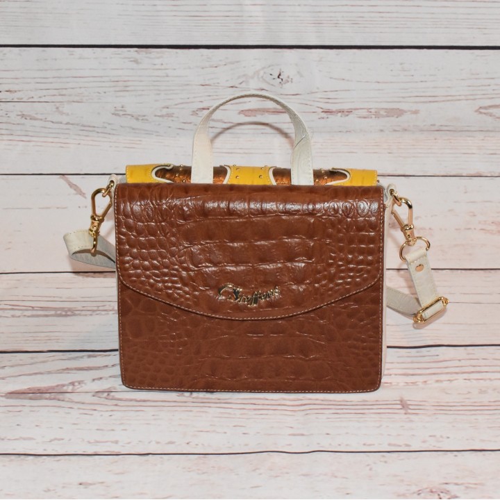 Mini sac en cuir, Versatil, Carmen Steffens, face marron uni,