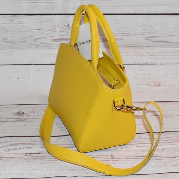 Sac en cuir, Amarello, Carmen Steffens, coloris jaune, coté.