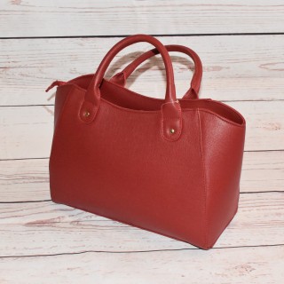 Sac en cuir, Estruturada, Carmen Steffens, rouge, arrière et coté.