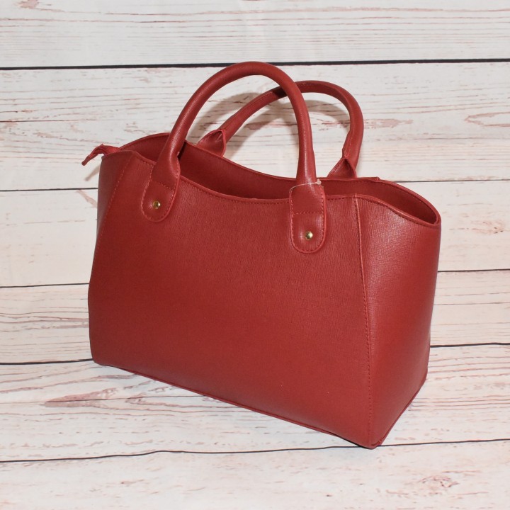 Sac en cuir, Estruturada, Carmen Steffens, rouge, arrière et coté.