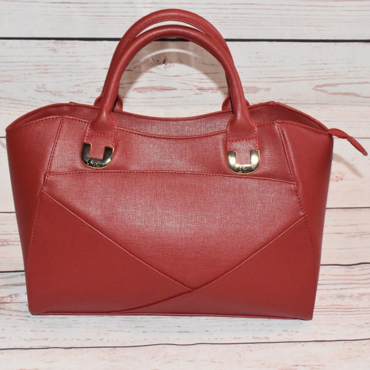 Sac en cuir, Estruturada, Carmen Steffens, rouge, avant.