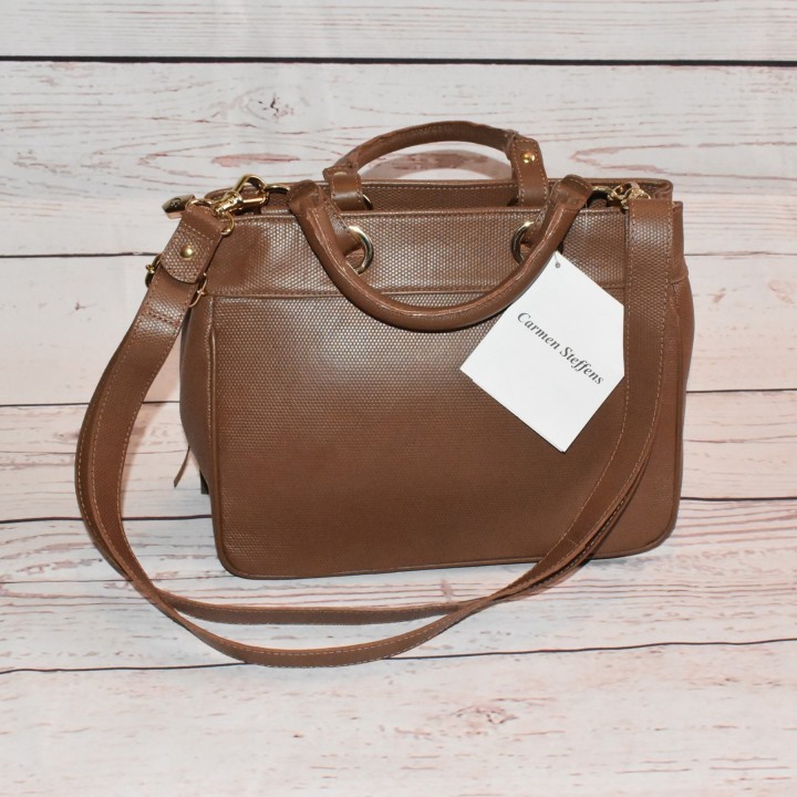 Sac en cuir à franges, Capuccino, Carmen Steffens, arrière.