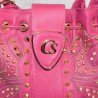 Sac en cuir, Purpura, Carmen Steffens, coloris rose, détail.