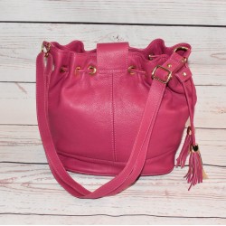 Sac en cuir, Purpura, Carmen Steffens, coloris rose, arrière.