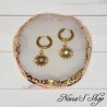 Petites créoles dorée, bohème chic, pendentif soleil et œil