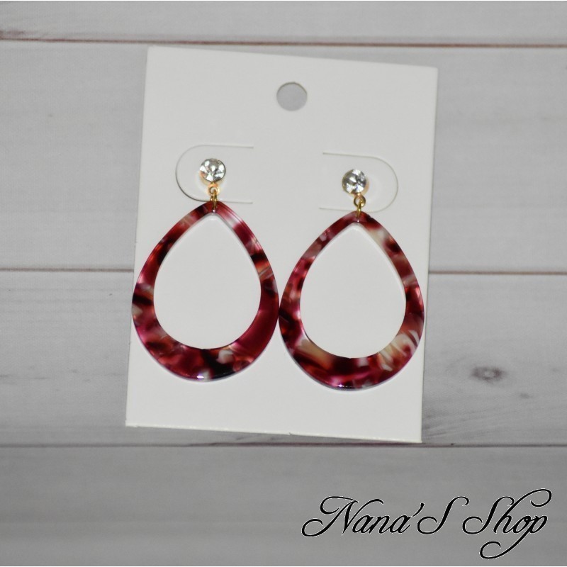 Boucles d'oreilles Gouttes, résine colorée, coloris rouge. Boucles d'oreilles Gouttes, résine colorée, coloris rouge.