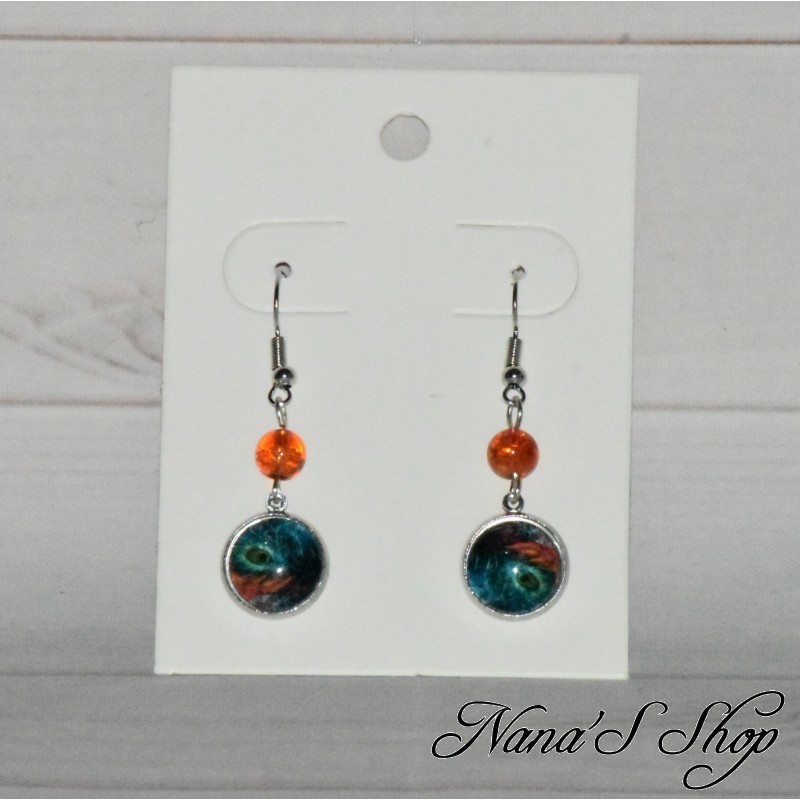 Boucles d'oreilles, petit cabochons et perles colorés, modèle 2. Boucles d'oreilles, petit cabochons et perles colorés, modèle 2.