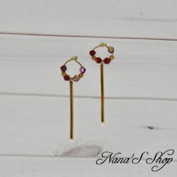 Mini créoles, Pendentif batonnet doré, coloris au choix