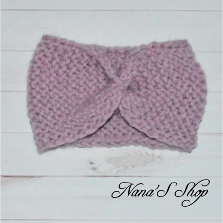 Cache oreilles Mauve, twisté, fille, en acrylique et laine