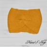 Bandeau twisté, uni, en acrylique, modèle Soft, coloris jaune moutarde.