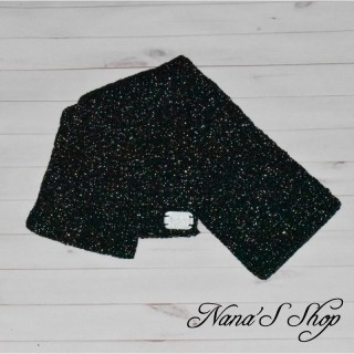 Écharpe Handmade, brillante, argenté et noire, modèle Black Shiny