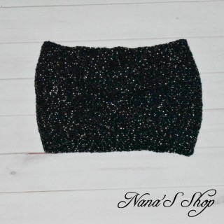 Bandeau Brillant, Handmade, twisté au centre, doublé, modèle Black Shiny.