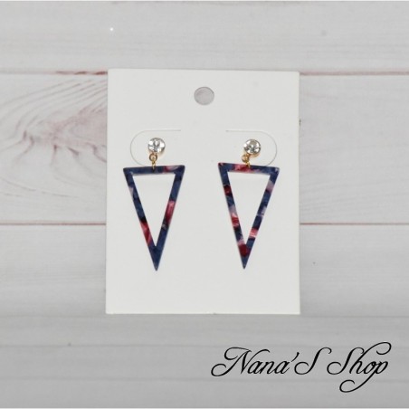 Boucles d'oreille triangle, en résine, tacheté, coloris au choix