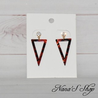 Boucles d'oreille triangle, en résine, tacheté, coloris au choix