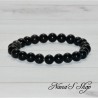 Bracelet élastique en perles 8mm naturelle, Obsidienne de couleur noire avec des reflets dorés.