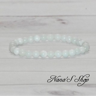 Bracelet en pierre Calcite bleu pâle, fait main.