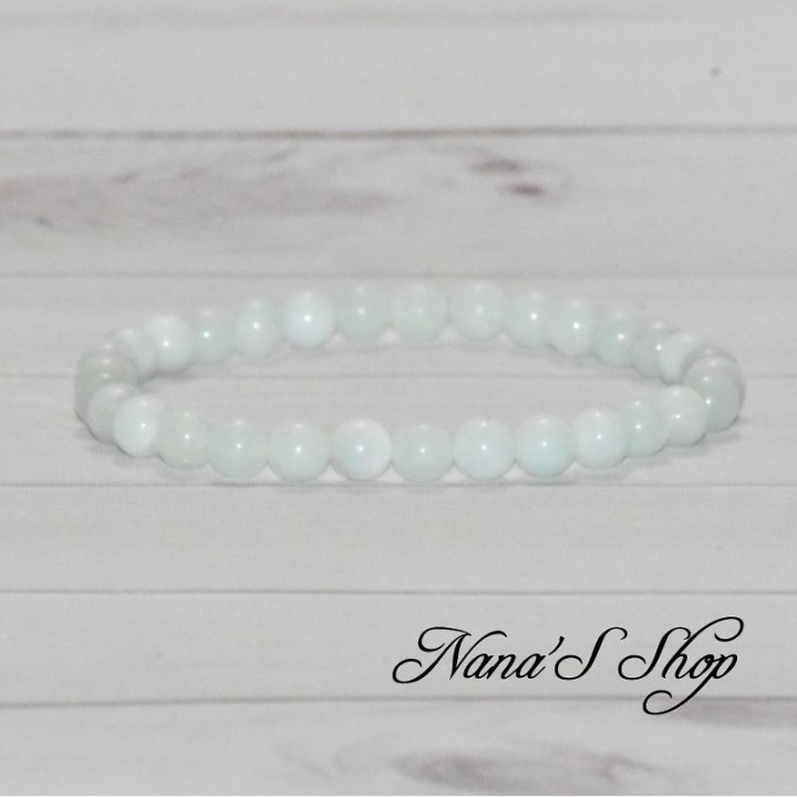 Bracelet en pierre Calcite bleu pâle, fait main.