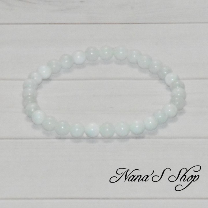 Bracelet en pierre Calcite bleu pâle, fait main.