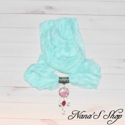 Foulard bijou, Attrape rêve Mandala, coloris menthe.