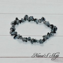 Bracelet chips d'obsidienne moucheté, fait main.