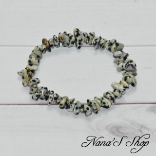 Bracelet en chips de jaspe dalmatien, fait main,