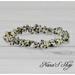 Bracelet en chips de jaspe dalmatien, fait main,